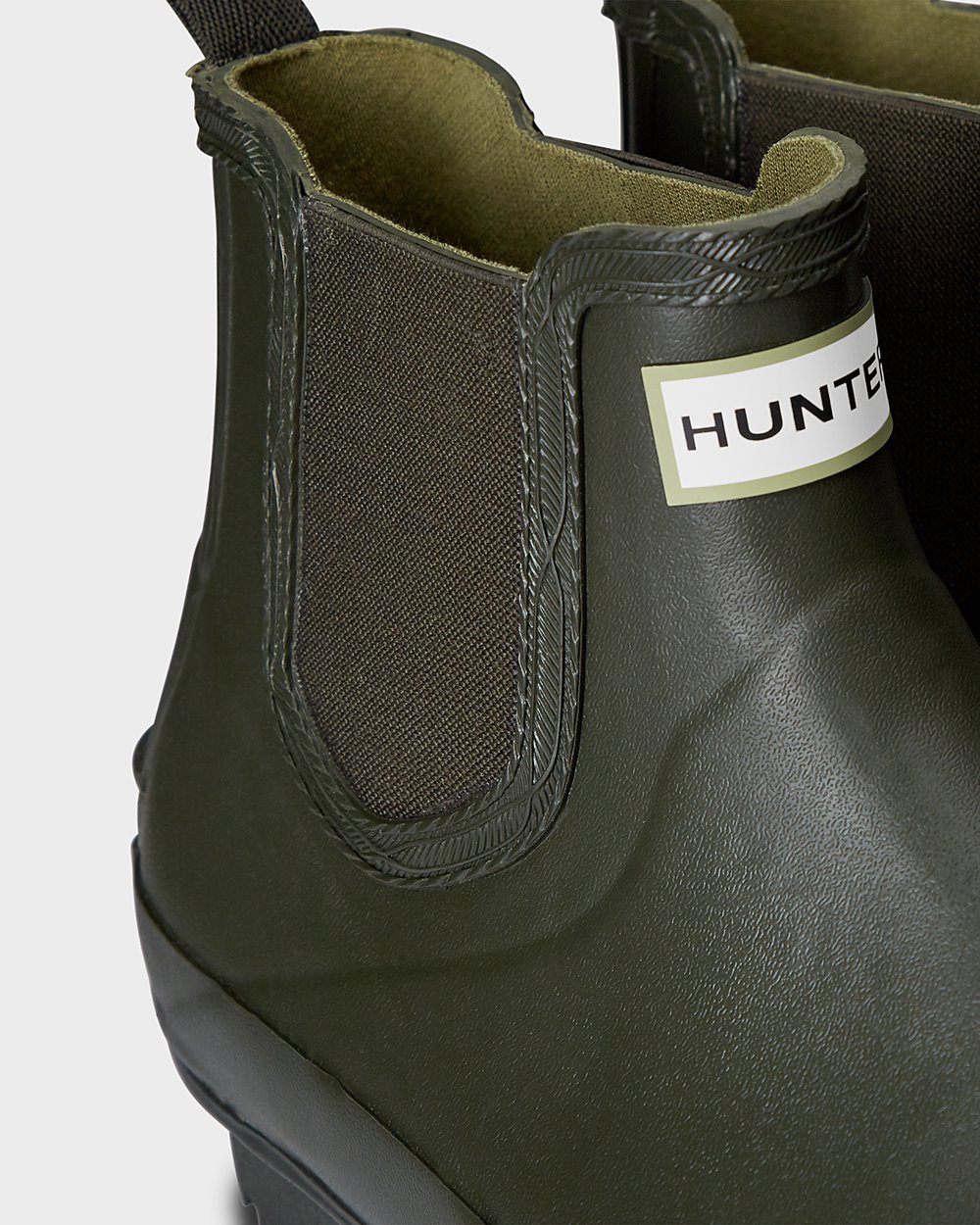 Mens Hunter Norris Field - Chelsea Boots Dark Olive - 9428-PGWKC